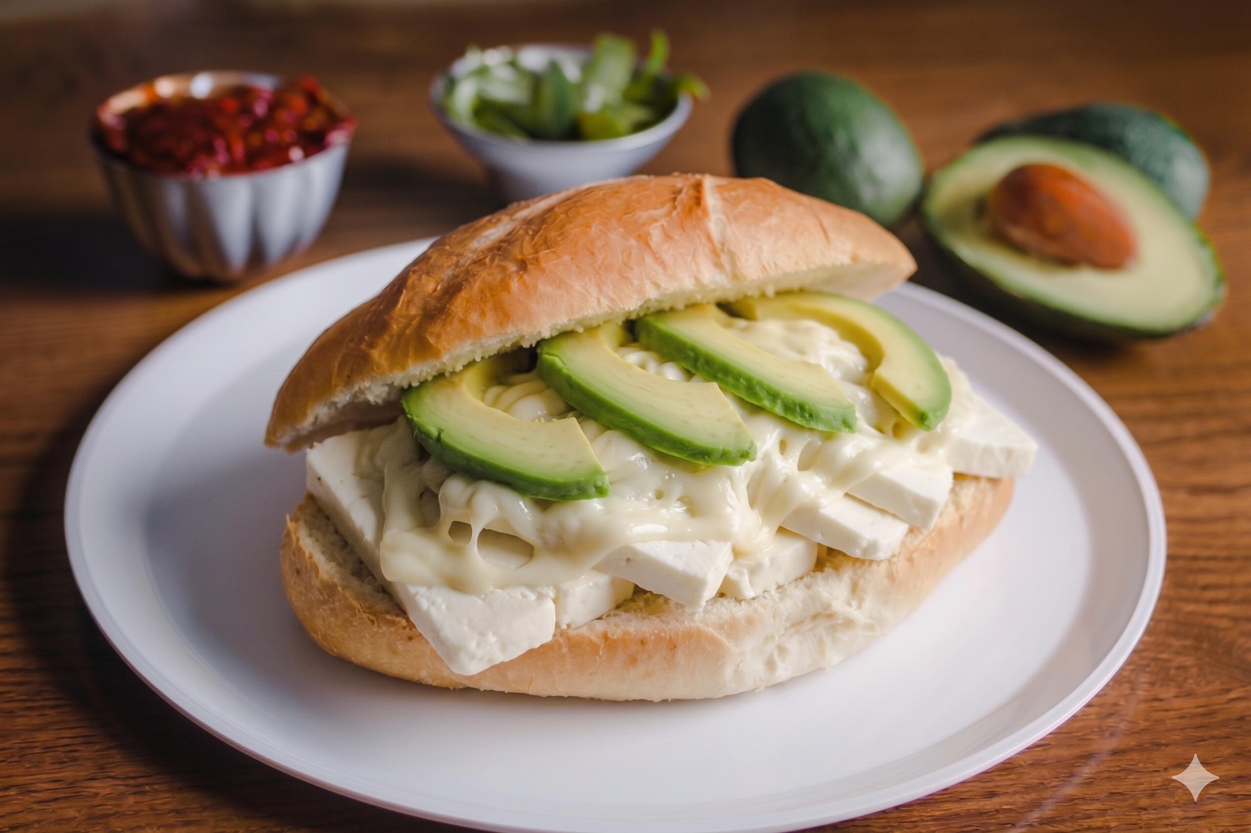 Quesillo derretido sobre pan de agua
